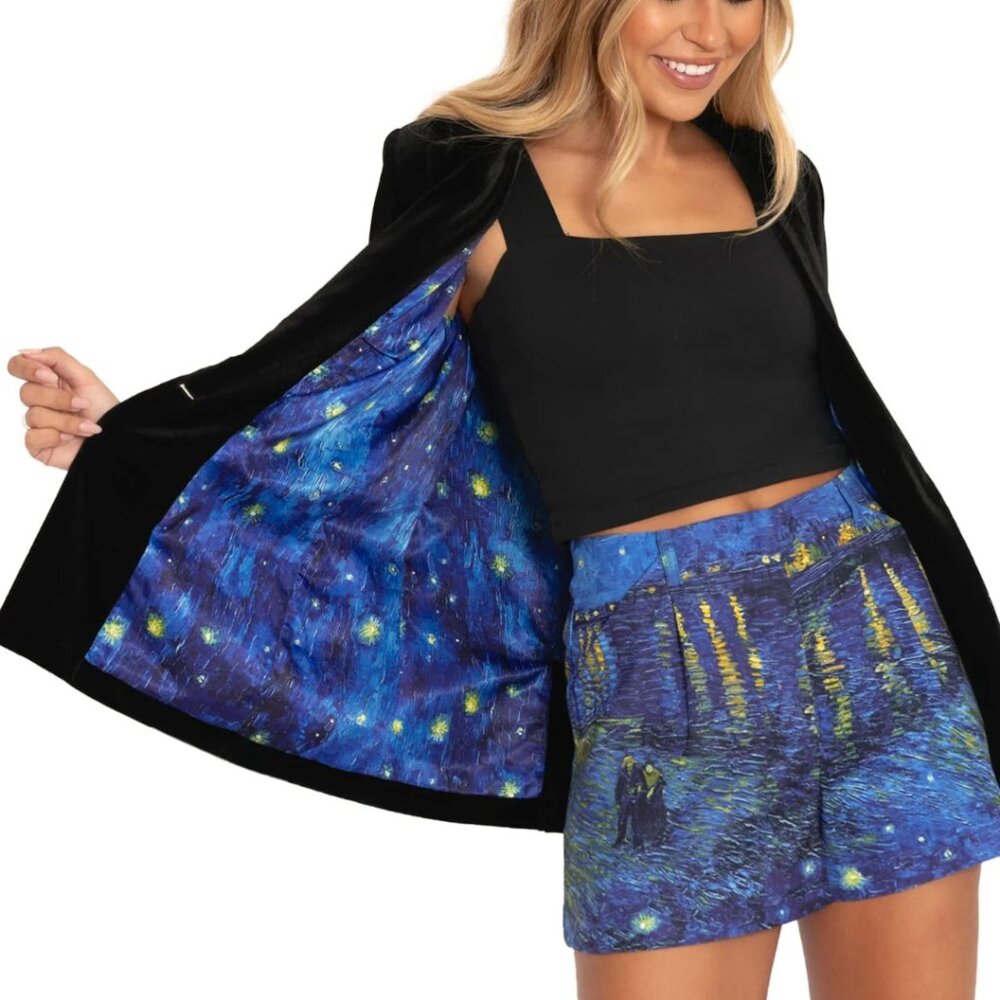 BlackMilk Starry Night Over The Rhône Black Velvet Blazer